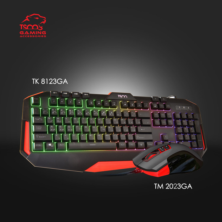 کیبورد گیمینگ تسکو مدل GKM 8205 به همراه موس، Full-size، نورپردازی RGB