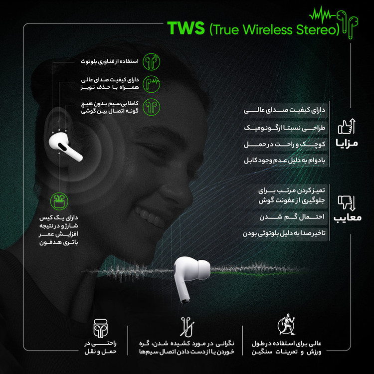 هدفون بلوتوثی کیو سی وای مدل T13 TWS
