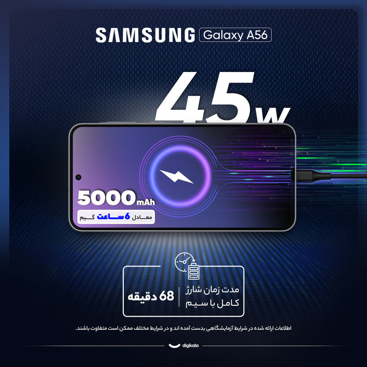 گوشی موبایل سامسونگ مدل Galaxy A56 دو سیم کارت ظرفیت 256 گیگابایت و رم 12 گیگابایت - ویتنام(سه ماه کار)